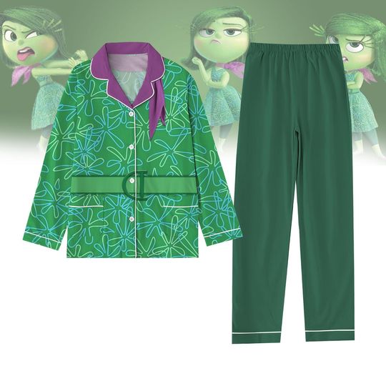 Halloween Women Pajamas, Disgust Inside Out Costume Pajamas, Inside Out 2 Movie Pj Set, Inside Out Character Shirt, Disney Pixar Shirt