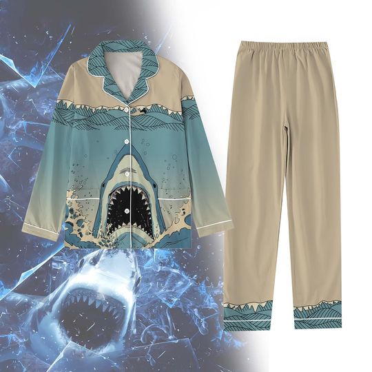 Halloween Pajamas, Jaws Shark Pajamas, Jaws Women Pajamas, Horror Shark Pajamas Set, Jaws Movie Shirt, Gift For Her