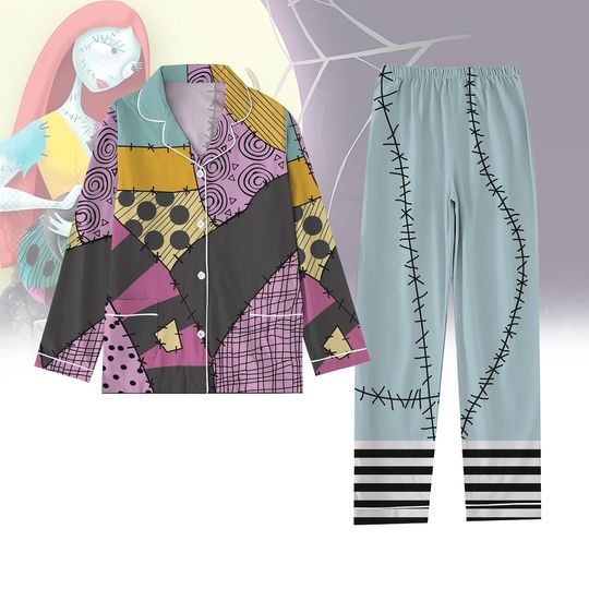 Nightmare Before Christmas Sally Costume Cosplay Pajamas, Womens Halloween Pajamas, Trick Or Treat Shirt, Halloween Pajama Pants