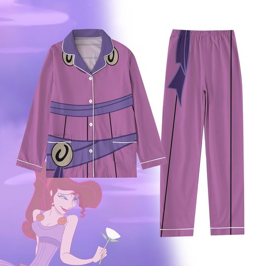Hercules Megara Costume Cosplay Pajamas, Womens Halloween Pajamas, Trick Or Treat Tee, Megara Princess Shirt, Disneyland Pajama Pants