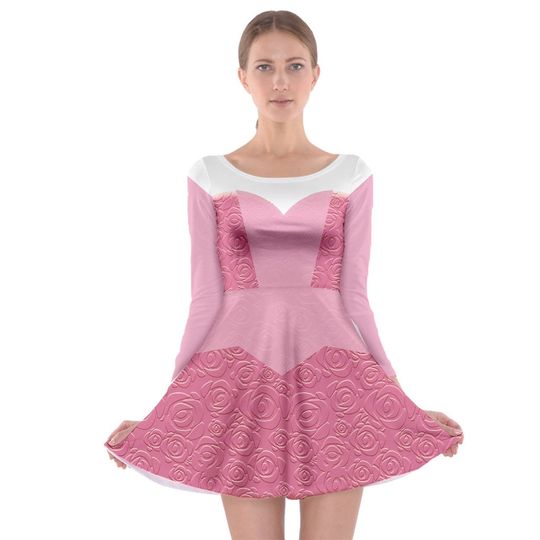 Aurora Dress - Sleeping Beauty - Make it Pink - Disney Bounding - Dapper Days - Women's Long Sleeve Skater Dress
