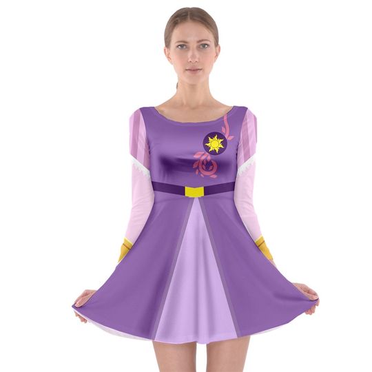 Rapunzel Dress - Disney Bounding - Dapper Days - Women's Long Sleeve Skater Dress - Tangled TV Show Inspired