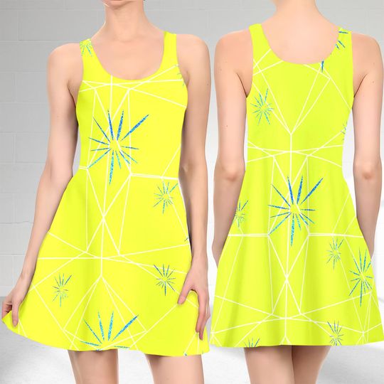 Cute Joy Inside Out Skater Dress, Inside Out Movie Skater Dress, Joy Character Inside Out Dress, Joy Inside Out Dress Gift, Gift For Mom