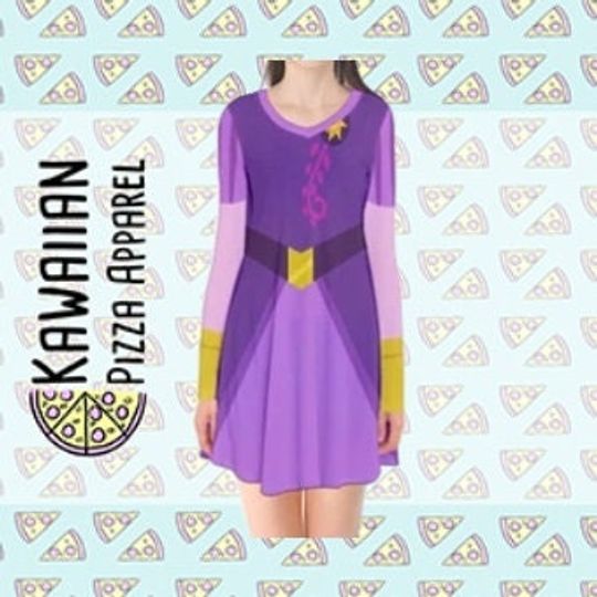 Rapunzel Inspired Long Sleeve Flare Dress | Halloween | Cosplay | Women's Clothing