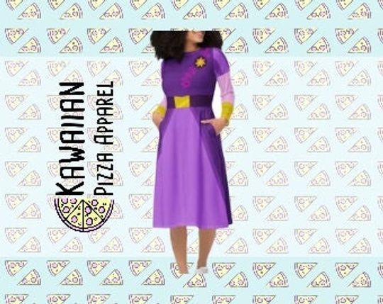 Rapunzel Inspired All-over print long sleeve midi dress | Halloween | Cosplay | Women's Clothing