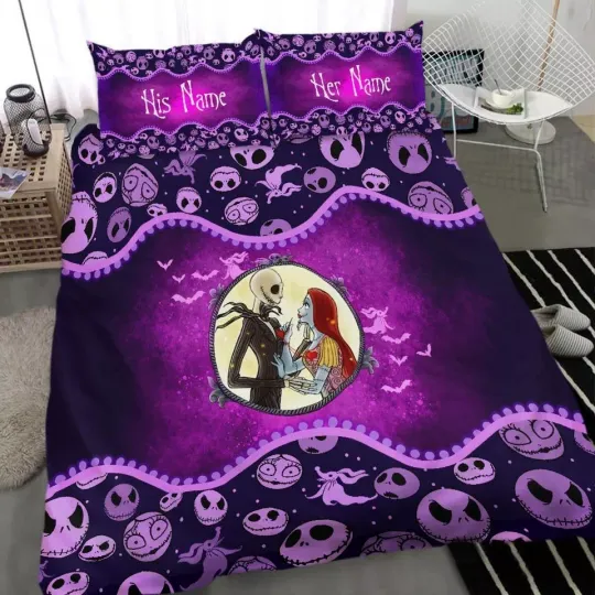 Personalized Jack And Sally The Nightmare Before Xmas Disney Bedding Set