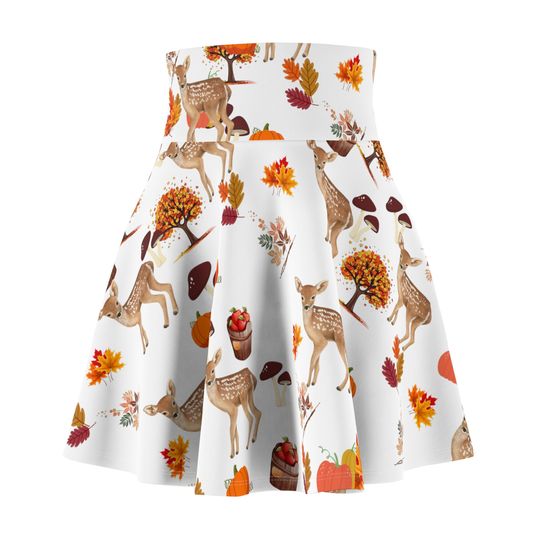 Autumn Foliage Halloween Fall Pumpkins Women's Holiday Skater Skirt
