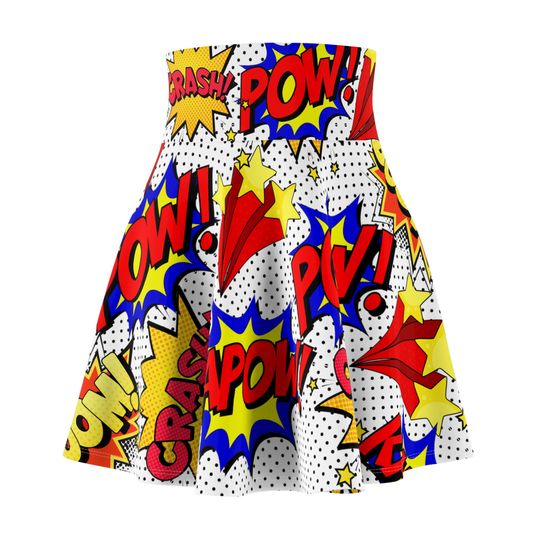 Comic Skirt, Women's Comic Book Boom Pow Crash Costume Circle Skirt, Alt Clothing, Super Hero Comic Con Cosplay