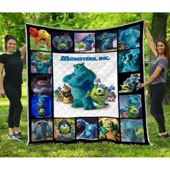 Monsters Inc Quilt, Monsters Inc Cartoon Movies Quilt Blanket Soft and Cozy