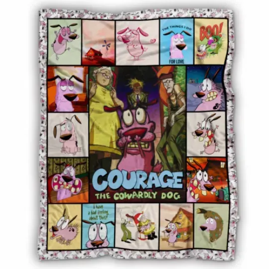 Courage The Cowardly Dog Blanket, Cartoon Movies Fleece, Sherpa Soft and Cozy