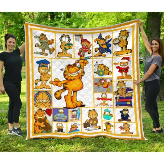 Garfield Quilt, Garfield Cartoon Movies Quilt Blanket Soft and Cozy Luxury
