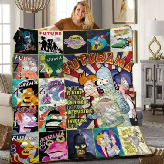 Futurama Quilt, Futurama Cartoon Movies Quilt Blanket Soft and Cozy Gifts