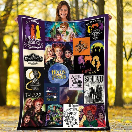 Hocus Pocus Halloween Witches Blanket, Witches Halloween Blanket, Sanderson Sisters, Disneyland Halloween Blanket, Halloween Movie Blanket