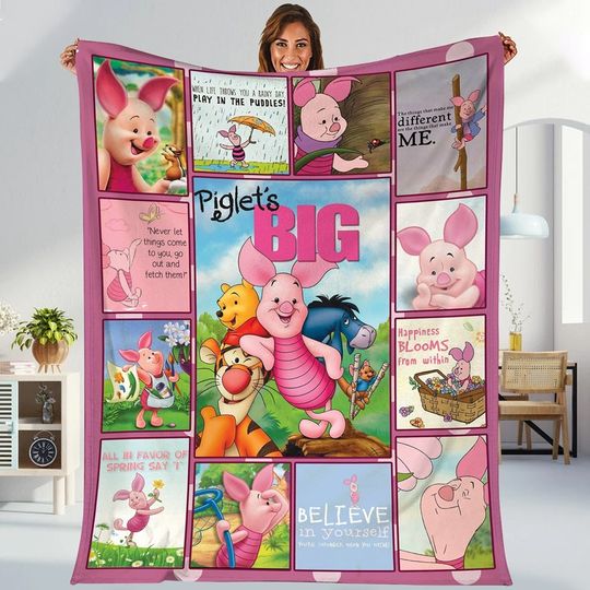 Winnie The Pooh Piglet Blanket | Pooh Bear Blanket | Pooh And Friends Disneyland Magic Kingdom Gifts Throw Blanket For Bed Couch Sofa
