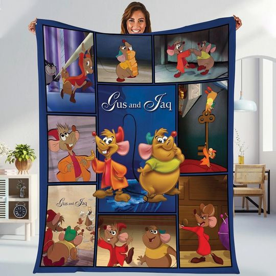 Jaq And Gus Blanket, Gus Blanket, Cinderell Jaq And Gus Blanket, Jaq And Gus Throw Blanket, Disneyland Blanket, Jaq And Gus Gifts