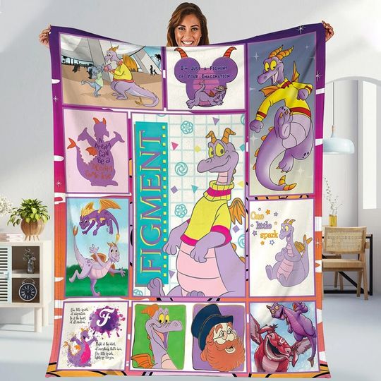 Figment One Little Spark Epcot Park Blanket | Purple Dragon Blanket | Disneyland Epcot Figment Throw Blanket | Bed Couch Sofa Gifts Blanket