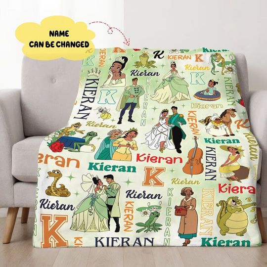 Personalized Tiana Princess And The Frog Blanket, Custom Name Princess Blanket, Disneyland Birthday Gift Blanket, Princess Birthday Gifts