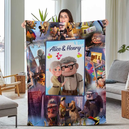 Personalized Up Blanket Carl And Ellie Couple Blanket Husband and Wife Blanket Valentine Gift For Couples Wedding Anniversary Bedroom
