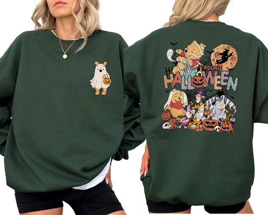 Retro Pooh Ghost Halloween Sweatshirt, Cute Halloween Sweatshirt, Spooky Season Sweater, Cute Fall Sweatshirt, Gift for Her, Fall Gifts