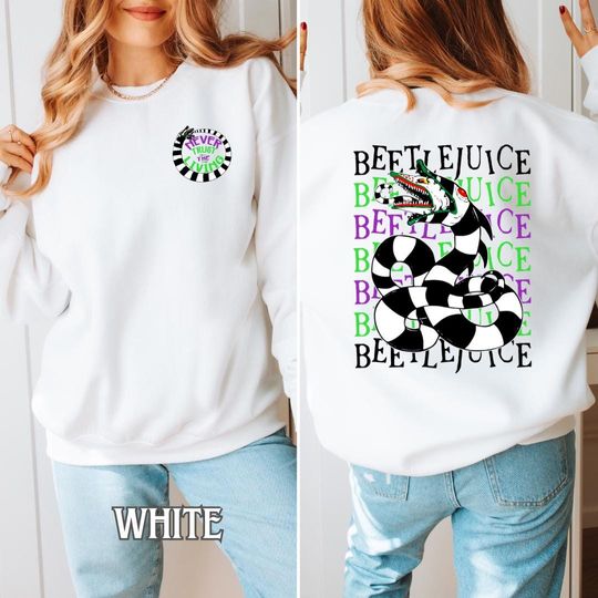 Beetlejuice Sandworm Crewneck "Never Trust the Living" Sweatshirt - Beetlejuice Movie Snake Sweater - Beetlejuice Film Halloween Crewneck