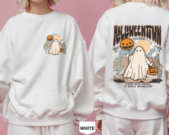 Retro Halloweentown Sweatshirt - Vintage Fall Sweatshirt , Halloween Ghost Sweater, Cozy Unisex Pullover -Halloween gift Sweatshirt