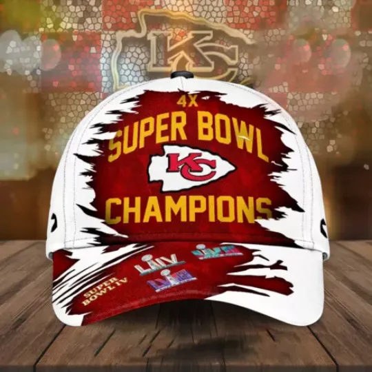 4x Super Bowl IV Champions 3D Cap