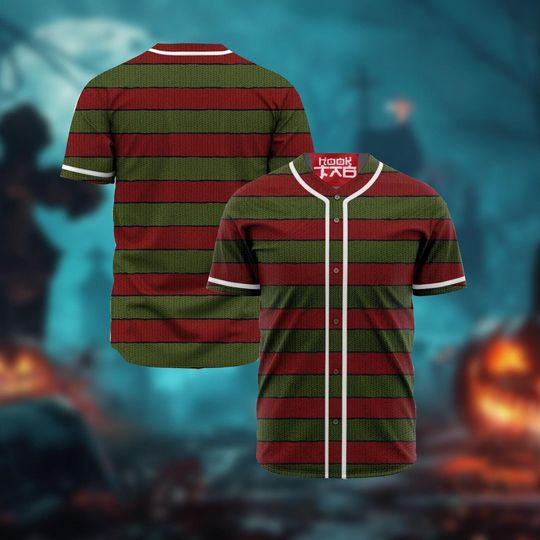 Freddy Krueger Baseball Jersey, Freddy Krueger Costume Nightmare On Elm Shirt, Horror Movie Shirt, Scary Movie Shirt