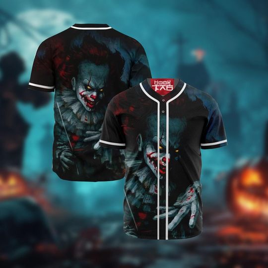 Halloween Baseball Jersey, Pennywise Baseball Shirt, IT Movie Shirt, Horror Movie Shirt