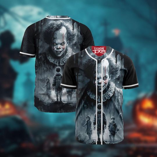 Pennywise Baseball Jersey, Halloween Shirt, IT Jersey Shirt, Horror Movie Shirt, Horror Gift