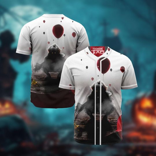 Pennywise Baseball Jersey, Pennywise Shirt, Halloween Shirt, IT Jersey Shirt, Horror Movie Shirt, Horror Gift