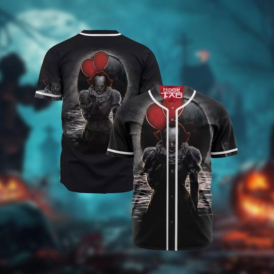 Pennywise Baseball Jersey, Pennywise Shirt, Halloween Shirt, IT Jersey Shirt, Scary Movie Shirt, Horror Movie Shirt, Horror Gift