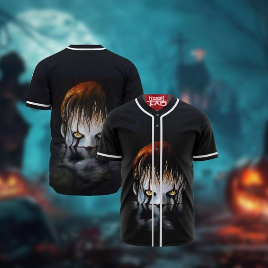 Pennywise Baseball Jersey, IT Baseball Jersey, Halloween Baseball Jersey, Horror Movie Shirt