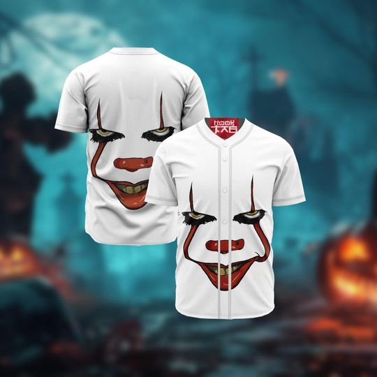 Pennywise Shirt, Pennywise Baseball Jersey, Halloween Baseball Jersey, Horror Movie Shirt, Scary Movie Shirt, Horror Gift Fan