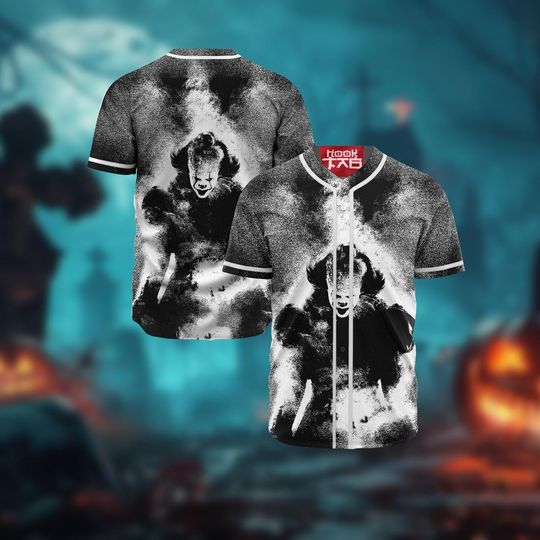 Pennywise Baseball Shirt, Halloween Baseball Jersey, IT Movie Shirt, Horror Movie Shirt, Scary Movie Shirt, Halloween Gift Fan