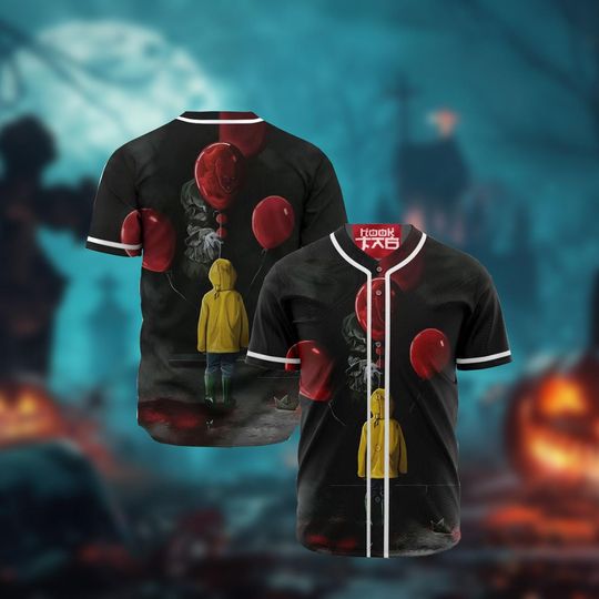 Pennywise Jersey, Halloween Baseball Shirt, Horror Movie Shirt, Scary Movie Shirt, Halloween Gift Fan
