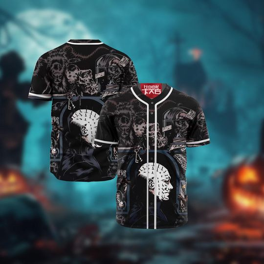 Hellraiser Shirt, Pinhead Baseball Jersey, Halloween Baseball Jersey, Hellraiser Horror Movie Character Halloween Baseball Jersey Shirt