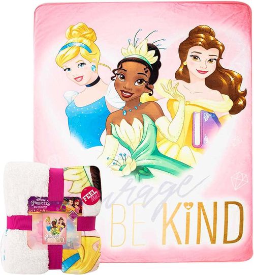 Northwest Disney Princess Silk Touch Sherpa Throw Blanket, 60" x 80", Royal Courage