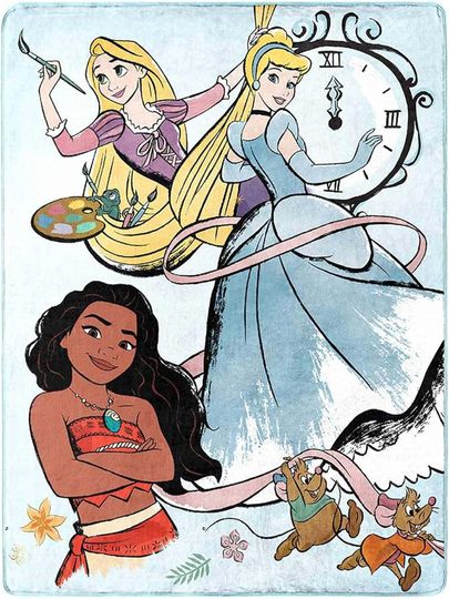 Northwest Disney Princess Silk Touch Throw Blanket, 46" x 60", Powder Blue