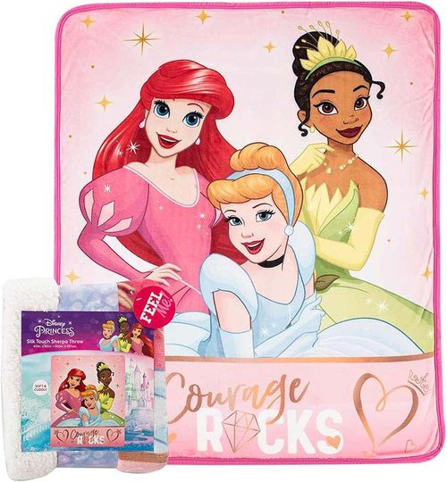 Northwest Disney Princess Silk Touch Sherpa Throw Blanket, 40" x 50", Rocking Princesses