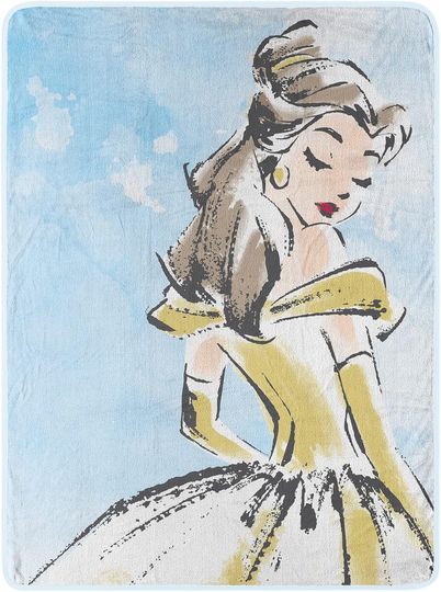 Northwest Beauty & The Beast Micro Raschel Throw Blanket, 46" x 60", Watercolor Belle