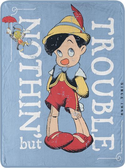 Northwest Disney's Pinocchio Micro Raschel Throw Blanket, 46" x 60", Trouble