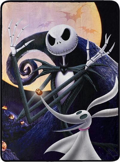 Northwest Nightmare Before Christmas Micro Raschel Throw Blanket, 46" x 60", Full Moon Madness
