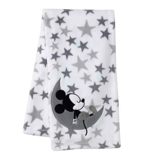 Lambs & Ivy Mickey Mouse Baby Blanket, White , 30x40 Inch
