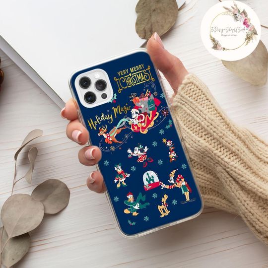 Holiday magic Mickey & friends Christmas Phone Case, WDW Disneyland Merry Christmas holiday phone case