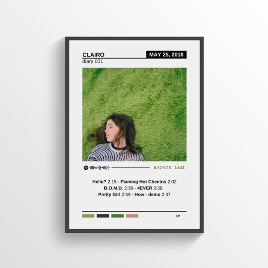 Clairo Poster Diary 001  Album Cover Poster Gift for Clairo Fan Home Decor for Music Lovers Hello? Flaming Hot Cheetos