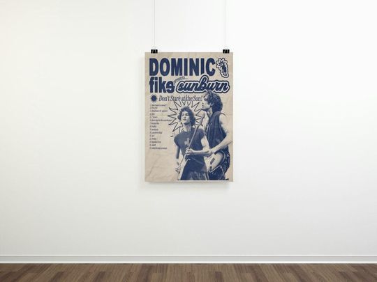 Dominic Fike "Sunburn" Album Tracklist Poster, Don't Stare at the Sun Tour, Music Poster, Wall art, college dorm