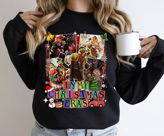 The Muppet Christmas Carol My Christmas Eras Sweatshirt, K the frog Gonzo Miss Piggy Xmas Movie Tees, Vintage Muppets Xmas Sweatshirt