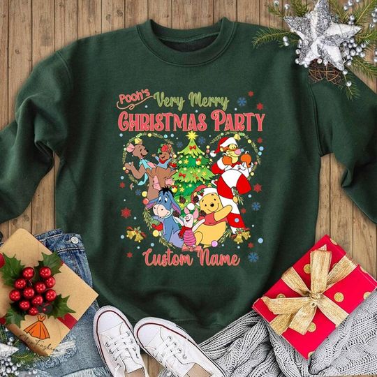 Pooh Very Merry Christmas Party Shirt, Personalized Pooh Christmas Shirt, Pooh And Friends Christmas Tees, Disneyland Christmas Family Shirt