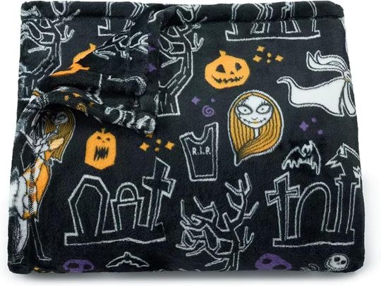 The Big One Throw Blanket Halloween Nightmare Before Christmas, Plush Fuzzy Soft Warm Cozy 72" x 60"