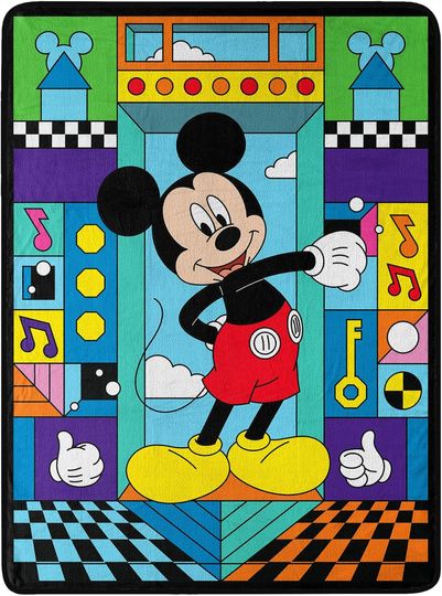 Northwest Mickey Mouse Micro Raschel Throw Blanket, 46" x 60", Funhouse Games